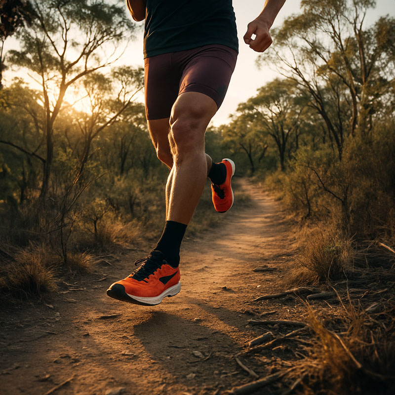 Elite runner on bush track in Australia (AI)